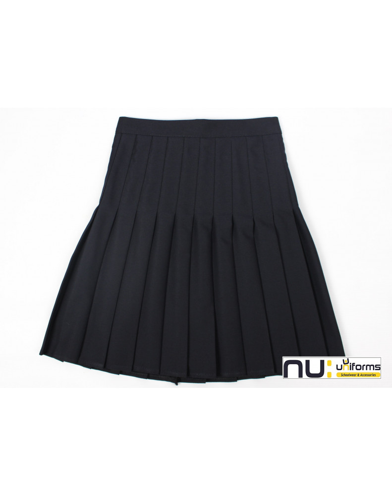 Navy Stitch-Down Pleated Skirt 